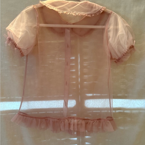 Pink Ruffled Mesh Top - Picture 2 of 6